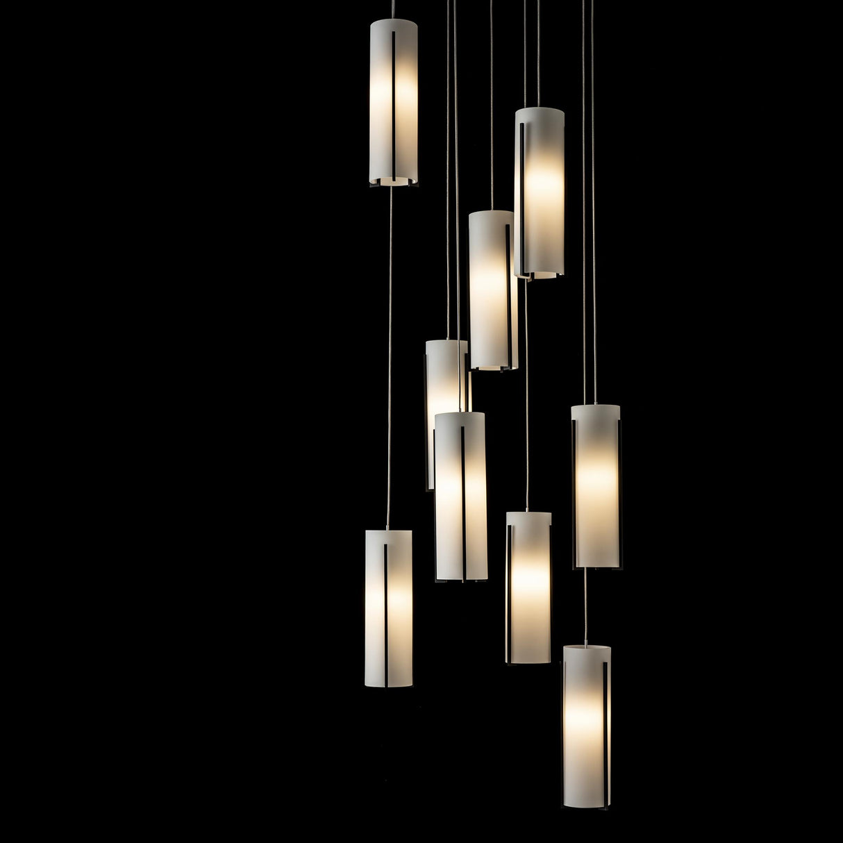 Hubbardton Forge 2022 Black Opal Glass (GG) Standard Exos Glass 9-Light Pendant