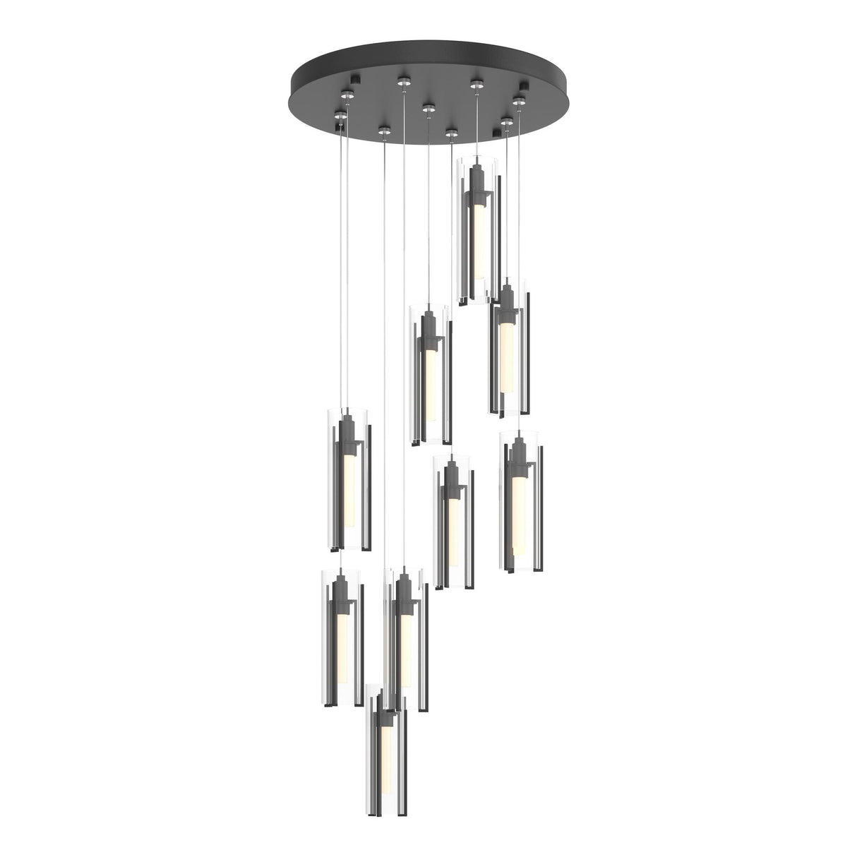 Hubbardton Forge 2022 Black Clear Glass (ZM) Standard Exos Glass 9-Light Pendant
