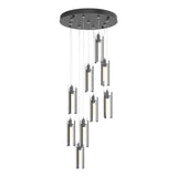 Hubbardton Forge 2022 Black Clear Glass (ZM) Standard Exos Glass 9-Light Pendant