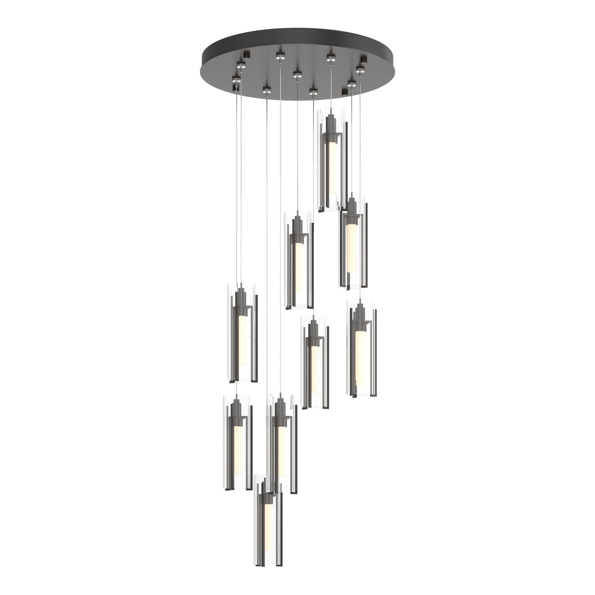 Hubbardton Forge 2022 Oil Rubbed Bronze Clear Glass (ZM) Standard Exos Glass 9-Light Pendant