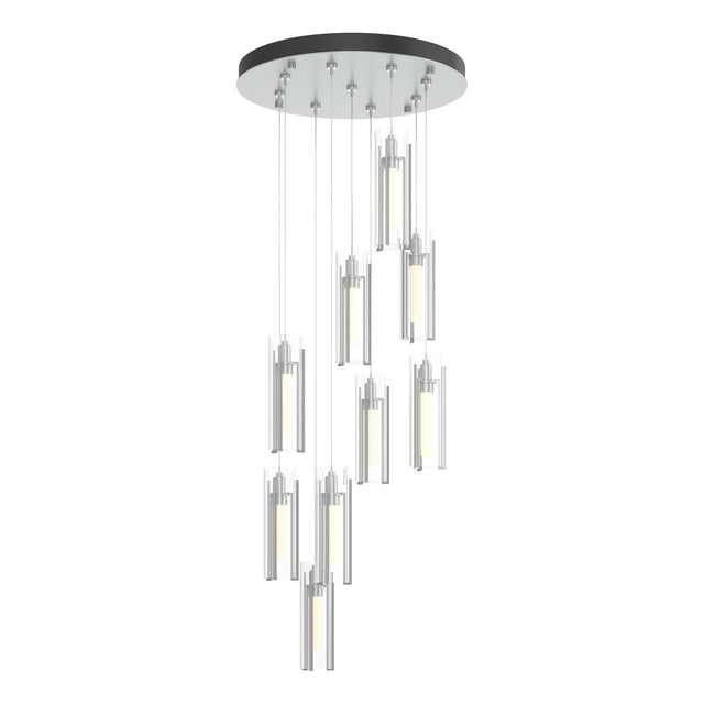 Hubbardton Forge 2022 Vintage Platinum Clear Glass (ZM) Standard Exos Glass 9-Light Pendant