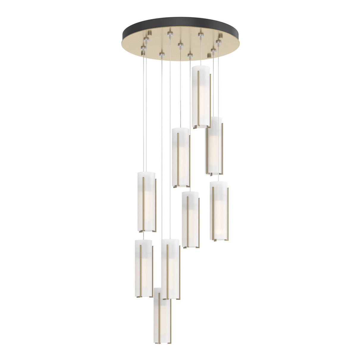 Hubbardton Forge 2022 Modern Brass Opal Glass (GG) Standard Exos Glass 9-Light Pendant