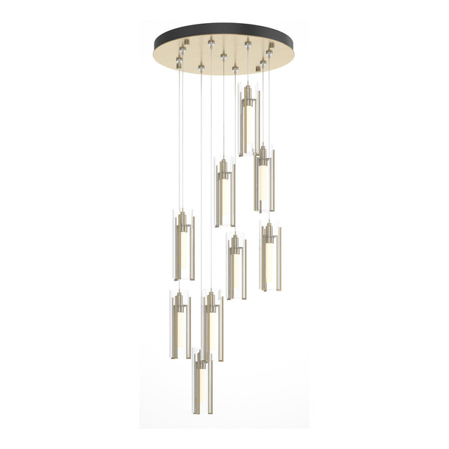Hubbardton Forge 2022 Modern Brass Clear Glass (ZM) Standard Exos Glass 9-Light Pendant