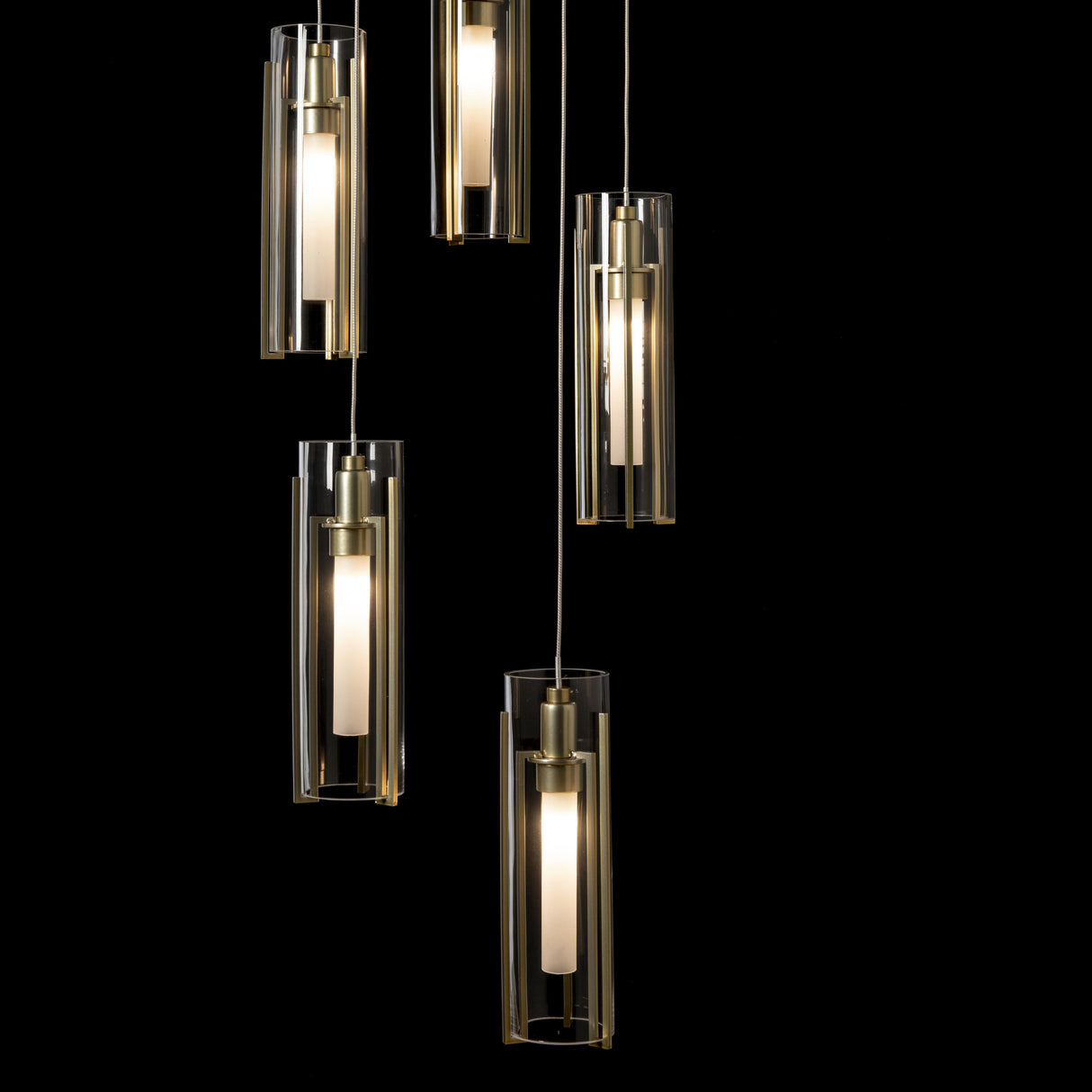 Hubbardton Forge 2022 Modern Brass Clear Glass (ZM) Standard Exos Glass 9-Light Pendant