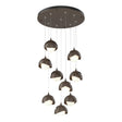 Hubbardton Forge 2022 Bronze Bronze Opal Glass (GG) Standard Brooklyn 9-Light Double Shade Pendant