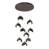 Hubbardton Forge 2022 Bronze Black Opal Glass (GG) Standard Brooklyn 9-Light Double Shade Pendant