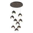 Hubbardton Forge 2022 Bronze Oil Rubbed Bronze Opal Glass (GG) Standard Brooklyn 9-Light Double Shade Pendant