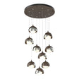 Hubbardton Forge 2022 Bronze Sterling Opal Glass (GG) Standard Brooklyn 9-Light Double Shade Pendant