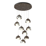 Hubbardton Forge 2022 Bronze Sterling Opal Glass (GG) Standard Brooklyn 9-Light Double Shade Pendant