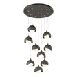 Hubbardton Forge 2022 Dark Smoke Dark Smoke Opal Glass (GG) Standard Brooklyn 9-Light Double Shade Pendant