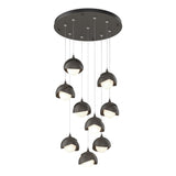 Hubbardton Forge 2022 Dark Smoke Dark Smoke Opal Glass (GG) Standard Brooklyn 9-Light Double Shade Pendant