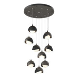 Hubbardton Forge 2022 Dark Smoke Black Opal Glass (GG) Standard Brooklyn 9-Light Double Shade Pendant
