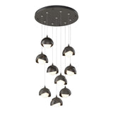 Hubbardton Forge 2022 Dark Smoke Oil Rubbed Bronze Opal Glass (GG) Standard Brooklyn 9-Light Double Shade Pendant