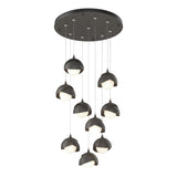 Hubbardton Forge 2022 Dark Smoke Natural Iron Opal Glass (GG) Standard Brooklyn 9-Light Double Shade Pendant