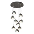 Hubbardton Forge 2022 Dark Smoke Vintage Platinum Opal Glass (GG) Standard Brooklyn 9-Light Double Shade Pendant