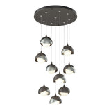 Hubbardton Forge 2022 Dark Smoke Vintage Platinum Opal Glass (GG) Standard Brooklyn 9-Light Double Shade Pendant