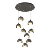 Hubbardton Forge 2022 Dark Smoke Soft Gold Opal Glass (GG) Standard Brooklyn 9-Light Double Shade Pendant