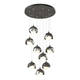 Hubbardton Forge 2022 Dark Smoke Sterling Opal Glass (GG) Standard Brooklyn 9-Light Double Shade Pendant
