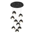 Hubbardton Forge 2022 Black Oil Rubbed Bronze Opal Glass (GG) Standard Brooklyn 9-Light Double Shade Pendant