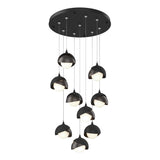 Hubbardton Forge 2022 Black Oil Rubbed Bronze Opal Glass (GG) Standard Brooklyn 9-Light Double Shade Pendant