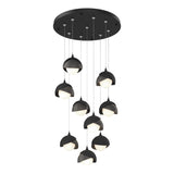 Hubbardton Forge 2022 Black Natural Iron Opal Glass (GG) Standard Brooklyn 9-Light Double Shade Pendant