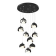 Hubbardton Forge 2022 Black Sterling Opal Glass (GG) Standard Brooklyn 9-Light Double Shade Pendant