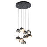 Hubbardton Forge 2022 Black Sterling Opal Glass (GG) Standard Brooklyn 9-Light Double Shade Pendant