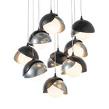 Hubbardton Forge 2022 Black Sterling Opal Glass (GG) Standard Brooklyn 9-Light Double Shade Pendant