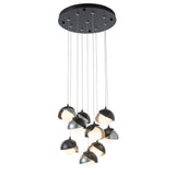 Hubbardton Forge 2022 Black Sterling Opal Glass (GG) Standard Brooklyn 9-Light Double Shade Pendant