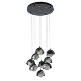 Hubbardton Forge 2022 Black Sterling Opal Glass (GG) Standard Brooklyn 9-Light Double Shade Pendant
