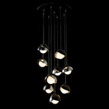 Hubbardton Forge 2022 Black Sterling Opal Glass (GG) Standard Brooklyn 9-Light Double Shade Pendant