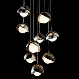 Hubbardton Forge 2022 Black Sterling Opal Glass (GG) Standard Brooklyn 9-Light Double Shade Pendant