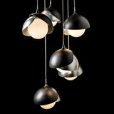 Hubbardton Forge 2022 Black Sterling Opal Glass (GG) Standard Brooklyn 9-Light Double Shade Pendant
