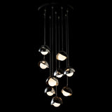 Hubbardton Forge 2022 Black Sterling Opal Glass (GG) Standard Brooklyn 9-Light Double Shade Pendant