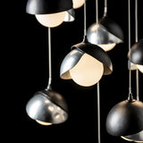 Hubbardton Forge 2022 Black Sterling Opal Glass (GG) Standard Brooklyn 9-Light Double Shade Pendant