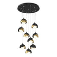 Hubbardton Forge 2022 Black Modern Brass Opal Glass (GG) Standard Brooklyn 9-Light Double Shade Pendant