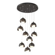 Hubbardton Forge 2022 Oil Rubbed Bronze Bronze Opal Glass (GG) Standard Brooklyn 9-Light Double Shade Pendant