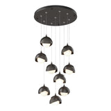 Hubbardton Forge 2022 Oil Rubbed Bronze Dark Smoke Opal Glass (GG) Standard Brooklyn 9-Light Double Shade Pendant