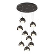Hubbardton Forge 2022 Oil Rubbed Bronze Oil Rubbed Bronze Opal Glass (GG) Standard Brooklyn 9-Light Double Shade Pendant