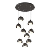 Hubbardton Forge 2022 Oil Rubbed Bronze Oil Rubbed Bronze Opal Glass (GG) Standard Brooklyn 9-Light Double Shade Pendant