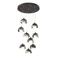 Hubbardton Forge 2022 Oil Rubbed Bronze Vintage Platinum Opal Glass (GG) Standard Brooklyn 9-Light Double Shade Pendant