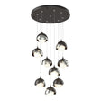 Hubbardton Forge 2022 Oil Rubbed Bronze Sterling Opal Glass (GG) Standard Brooklyn 9-Light Double Shade Pendant