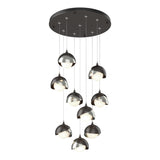 Hubbardton Forge 2022 Oil Rubbed Bronze Sterling Opal Glass (GG) Standard Brooklyn 9-Light Double Shade Pendant