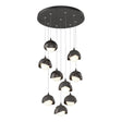 Hubbardton Forge 2022 Natural Iron Oil Rubbed Bronze Opal Glass (GG) Standard Brooklyn 9-Light Double Shade Pendant
