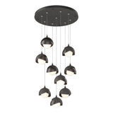 Hubbardton Forge 2022 Natural Iron Oil Rubbed Bronze Opal Glass (GG) Standard Brooklyn 9-Light Double Shade Pendant