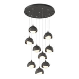 Hubbardton Forge 2022 Natural Iron Natural Iron Opal Glass (GG) Standard Brooklyn 9-Light Double Shade Pendant