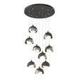 Hubbardton Forge 2022 Natural Iron Vintage Platinum Opal Glass (GG) Standard Brooklyn 9-Light Double Shade Pendant