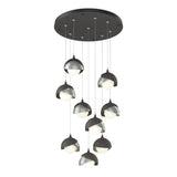 Hubbardton Forge 2022 Natural Iron Vintage Platinum Opal Glass (GG) Standard Brooklyn 9-Light Double Shade Pendant
