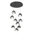 Hubbardton Forge 2022 Natural Iron Sterling Opal Glass (GG) Standard Brooklyn 9-Light Double Shade Pendant