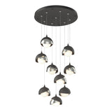 Hubbardton Forge 2022 Natural Iron Sterling Opal Glass (GG) Standard Brooklyn 9-Light Double Shade Pendant